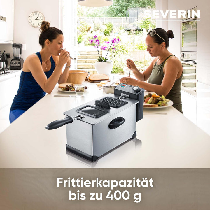 SEVERIN S72431 FR 2431 Fritteuse (2.000 W, 3 L Kapazität, 400 g,Frittiermenge) edelstahl/schwarz