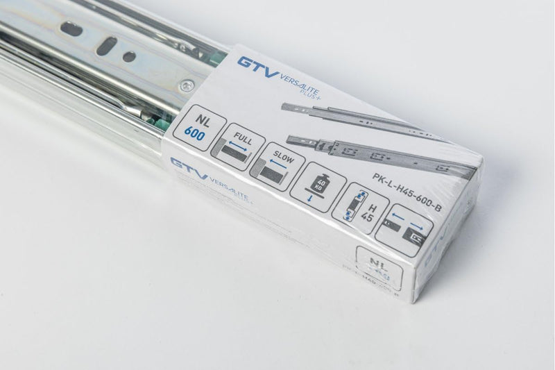 GTV H45 Schubladenschienen - 45.3 x 400 mm - Starken Verzinkt Stahl - Soft-Close Schienensystem - Te