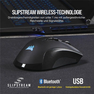 Corsair Ironclaw Wireless RGB, Wiederaufladbare Optisch Gaming Maus mit Slipstream Technologie (18.0