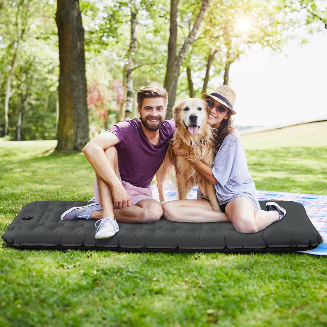 Isomatte Selbstaufblasend mit Fusspresse Pumpe, 12cm Verdicken Isomatte Camping, Ultraleicht Luftmat