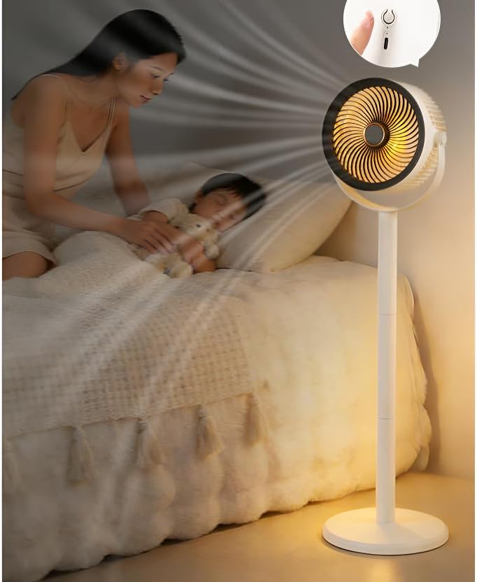 Wiederaufladbarer Bodenstehender Desktop-Ventilator mit Nachtlicht, tragbarer zu Hause beweglicher V