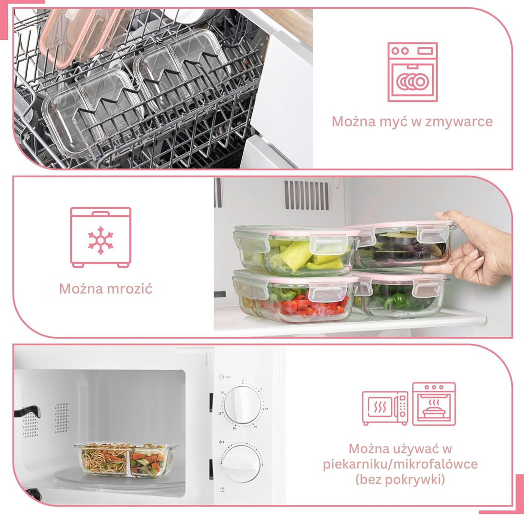 Winter Shore [5er-Pack Glas-Mahlzeitvorbereitungsbehälter – Vorratsdosen aus Glas mit luftdichten De