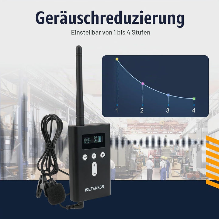 Retekess T130P (T130 3rd) Kabelloses Tour Guide System-Headsets, Verbesserte Geräuschreduzierung, 16