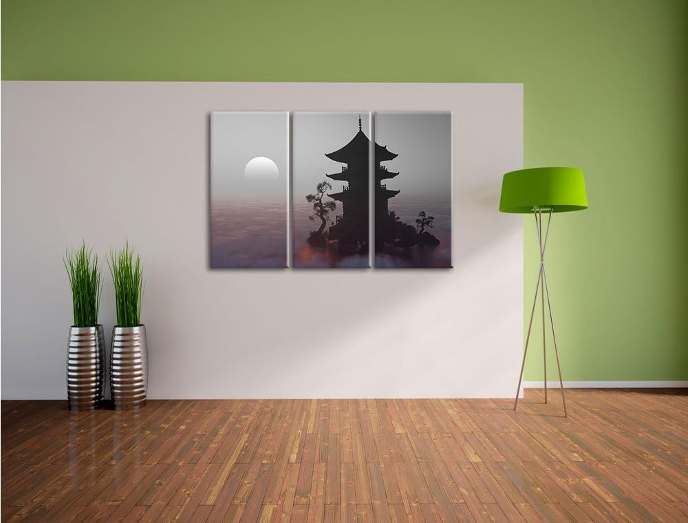Pixxprint Buddhistischer Tempel in Asien als Leinwandbild/Grösse: 3 Teilig (120x80 cm) cm/Wandbild/K