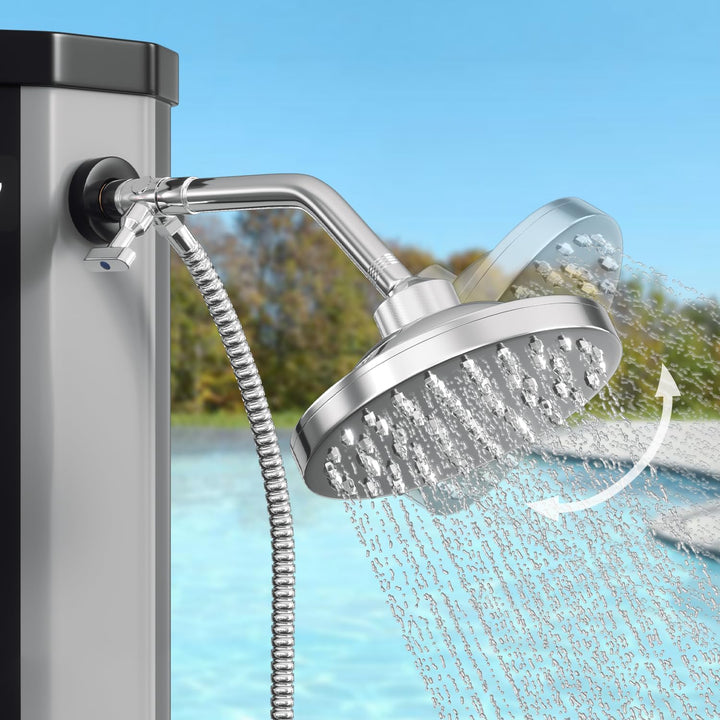 Eulenke Solardusche 60L Solar Gartendusche mit 360° Regenduschkopf, Wasserhahn und handbrause, Warme