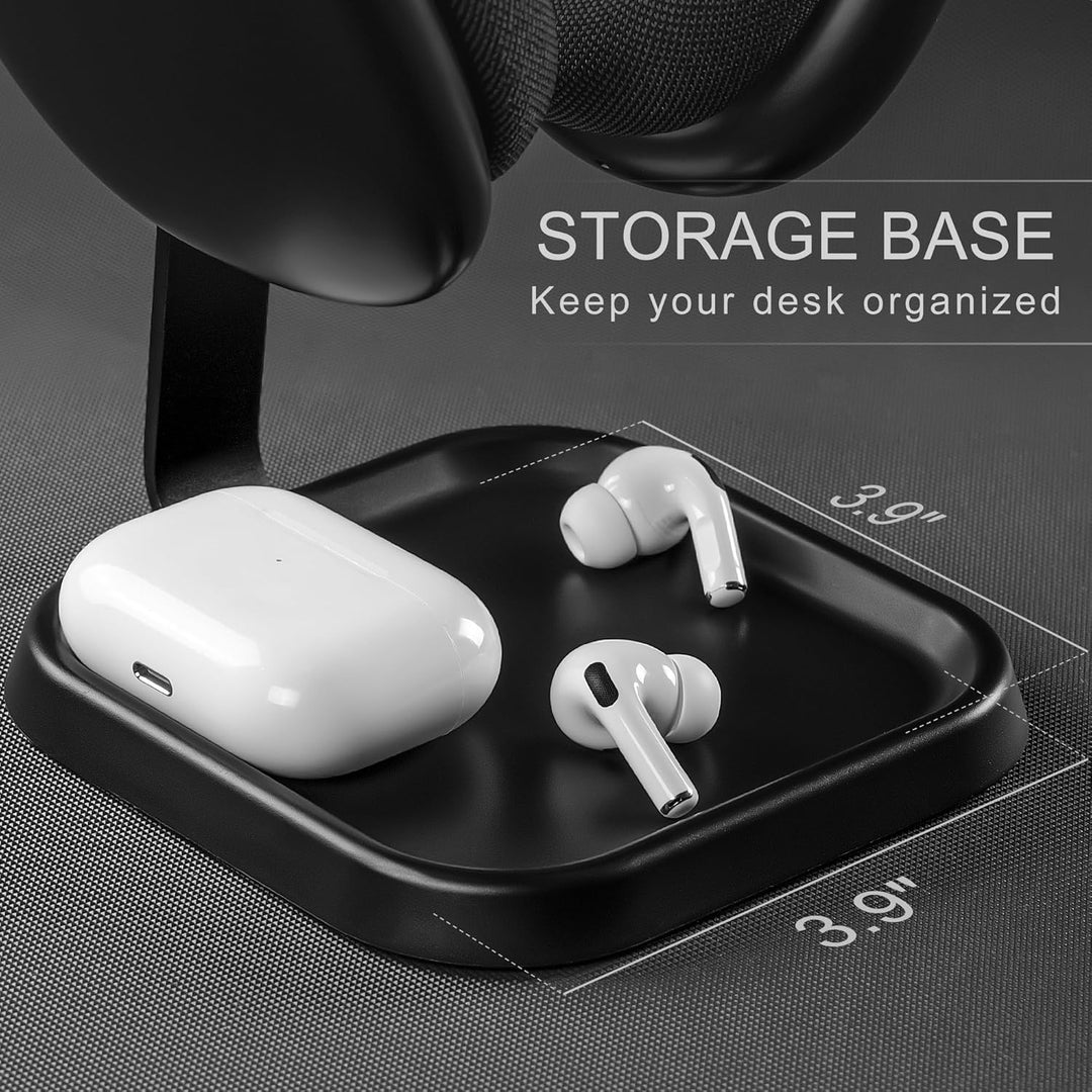 Kopfhörer Ständer, Gebogener Headset Halterung mit Ablagefach, Schwere Basis Gaming Kopfhörer Halter