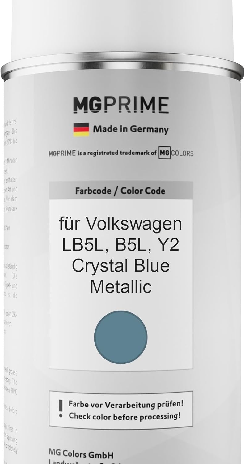 MG PRIME Autolack Sprühdosen Set für Volkswagen VW LB5L / B5L / Y2 Crystal Blue Metallic Basislack K