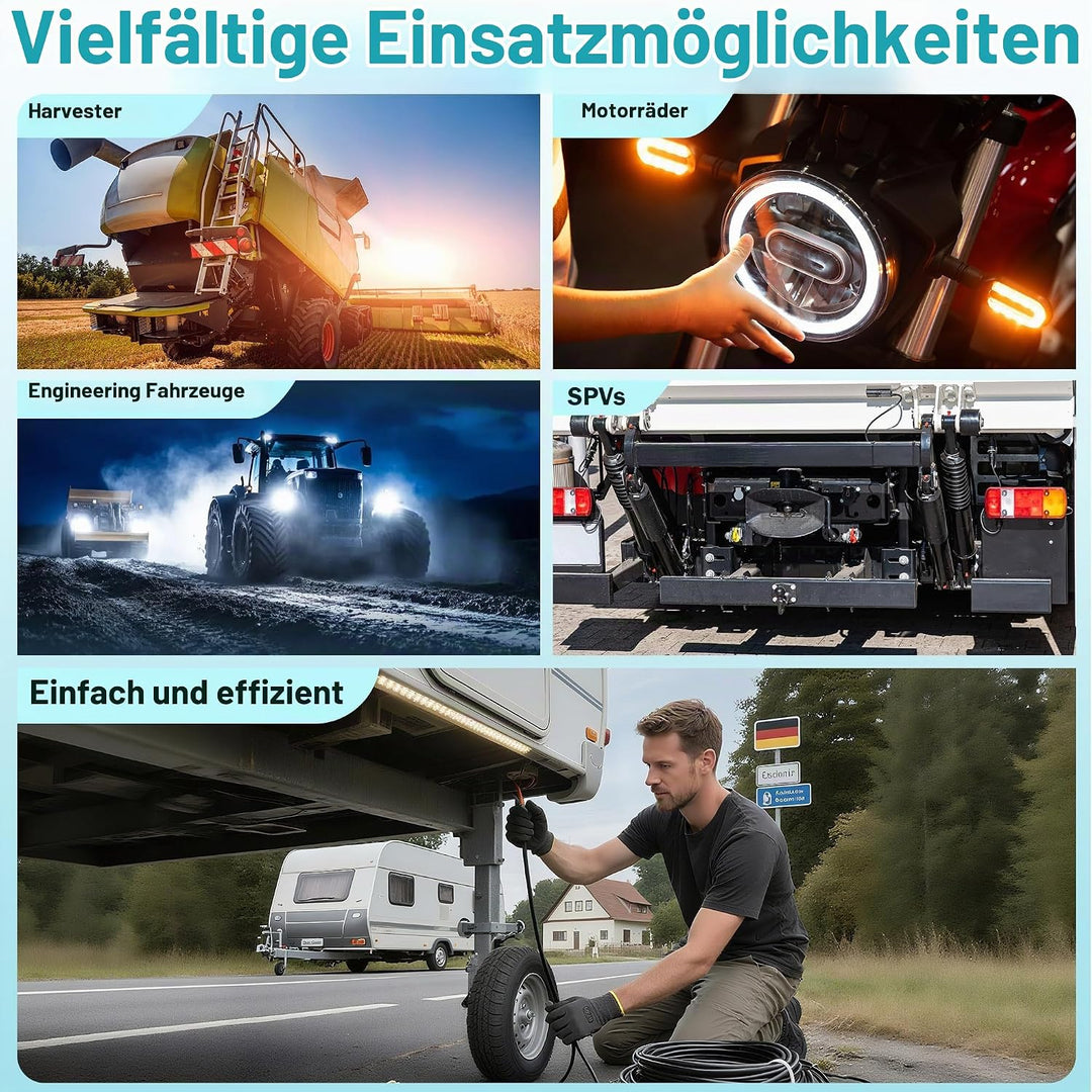 2 adriges Anhänger KFZ Kabel 2x4,0mm² - 5M Kupfer Fahrzeugleitung 12V/24V - Wasserfest Rundkabel für