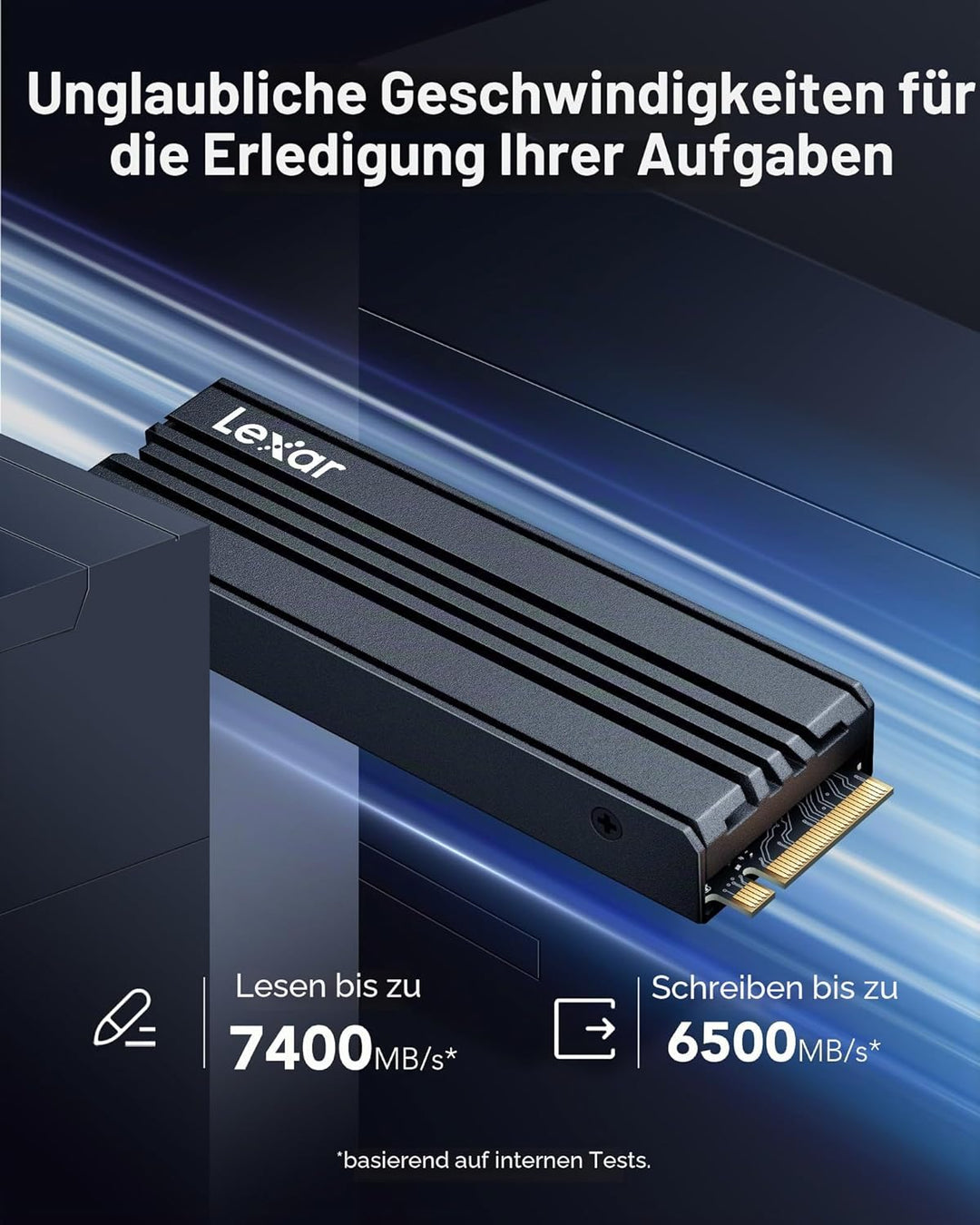 Lexar NM790 2TB Interne SSD mit Kühlkörper, M.2 2280 PCIe Gen4x4 NVMe 1.4 SSD, Bis zu 7400MB/s Lesen