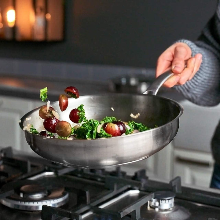 Springlane Edelstahl Bratpfanne Ø 24cm mit Glasdeckel – Induktion, Ofenfest bis 250°C, Unbeschichtet