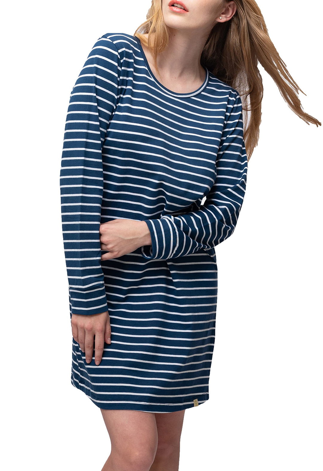 Damen Sleepshirt Ringel, GOTS-Zertifiziert Nachthemd 38 Ultramarin, 38 Ultramarin
