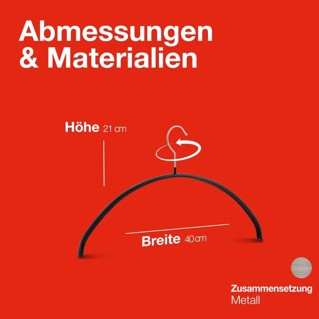 MAWA Kleiderbügel, Set mit 10 hochwertigen, platzsparenden, rutschfesten Kleiderbügeln, ideal für T-
