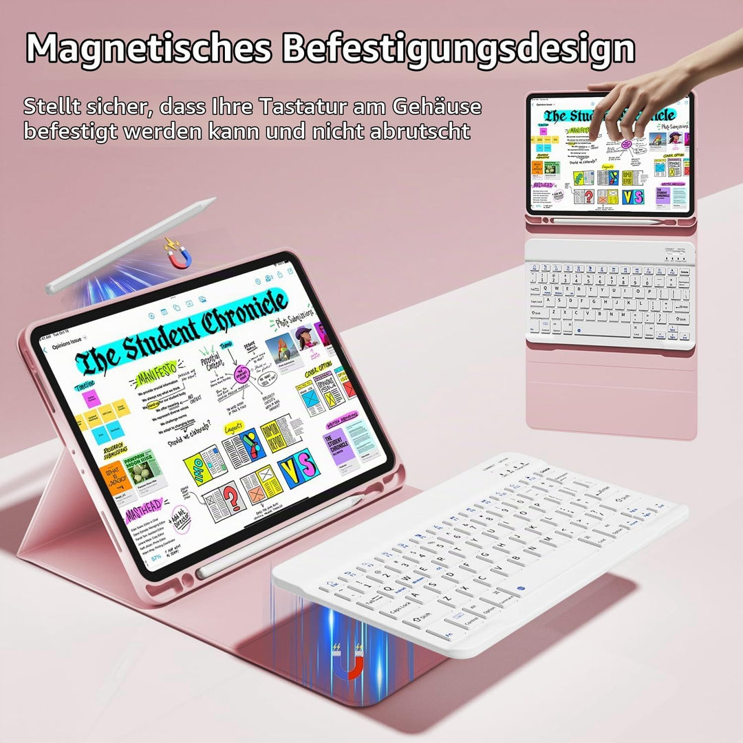 JKSML Hülle mit Tastatur für iPad Pro 11 Zoll 4./3./2.Generation (2022/2021/2020) mit Stifthalter, A