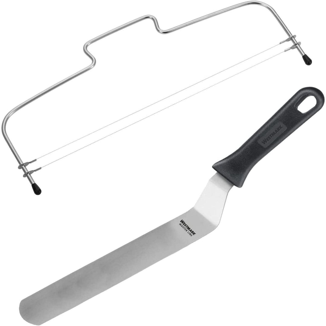Westmark 1 Tortenbodenteiler mit 2 gezahnten Schneiddrähten + 1 Winkelpalette, 39,5 cm, Rostfreier E