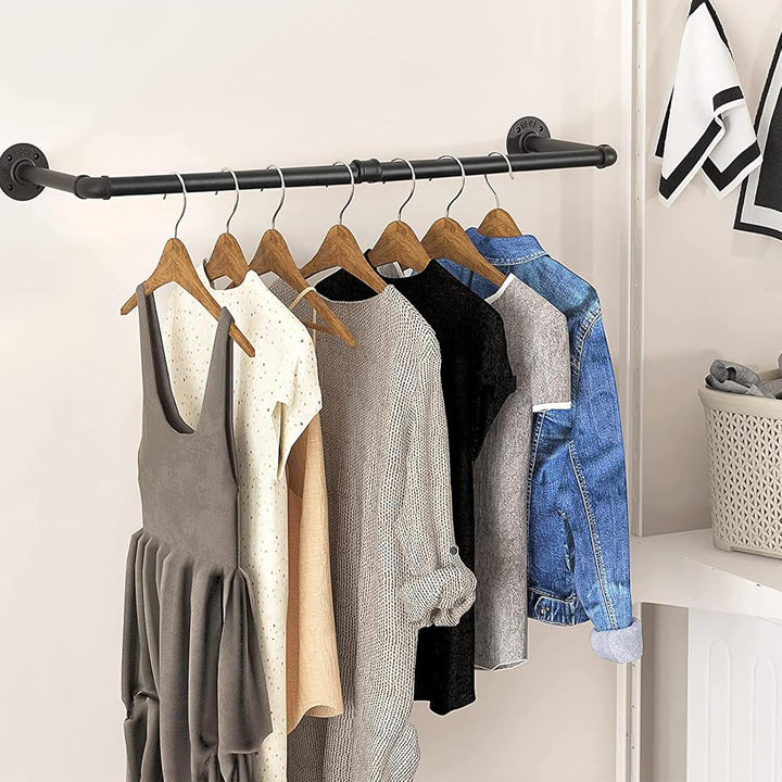 Industrierohr Kleiderstangen, 90cm Kleiderständer Wandmontage, Platzsparend Robuster Abnehmbare Retr