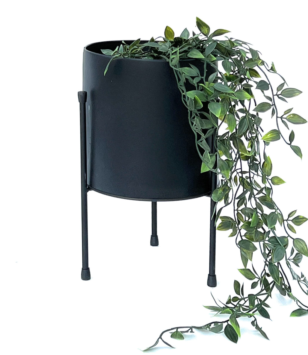 DanDiBo Blumenhocker mit Topf Metall Schwarz 32 cm Blumenständer 96261 Blumensäule Modern Pflanzenst