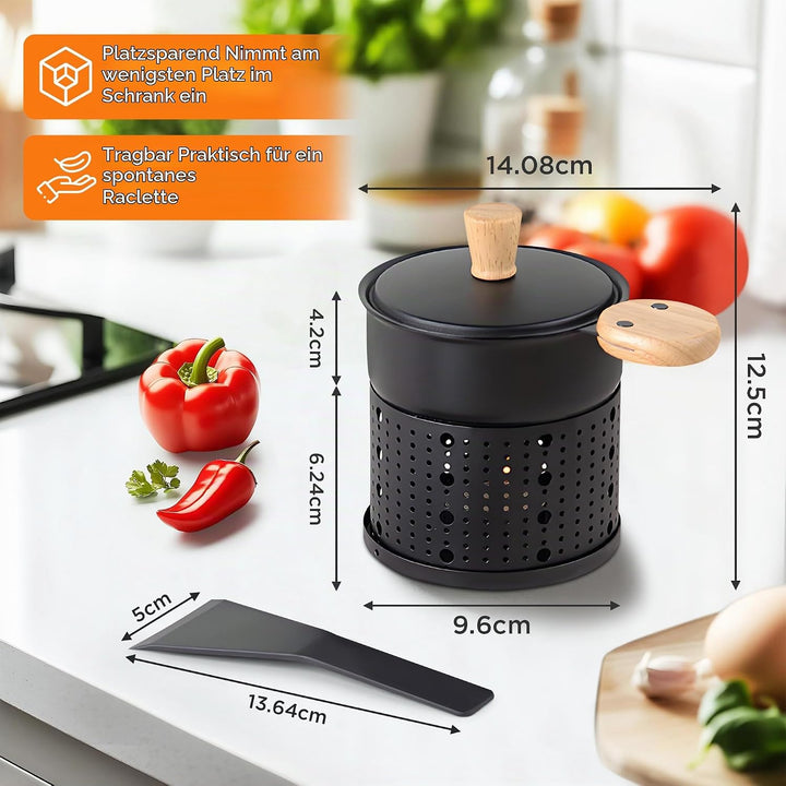 ipow 4er Set Mini Raclette Grill, Racletteofen Set antihaftbeschicht Kerzenraclette für Teelichter,