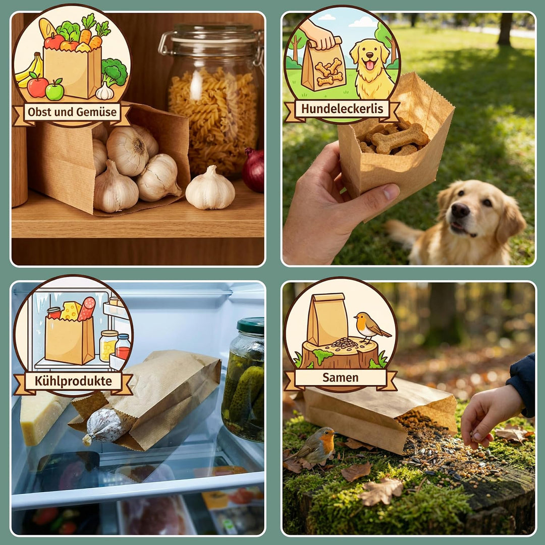 Loxato 1000 Brottüten Papier - Bäckertüten - Butterbrottüten Braun - Brotbeutel - Kraftpapier Tüten