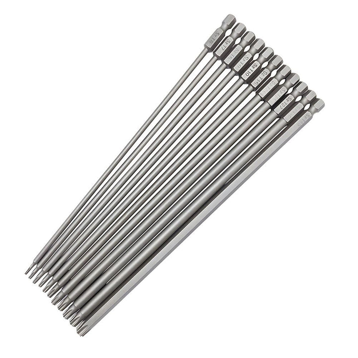 Saipor 11 Stück 200mm Torx Lang Schraubendreher Bit Set, Magnetisch Torx Bohrer 1/4" Sechskant Schaf