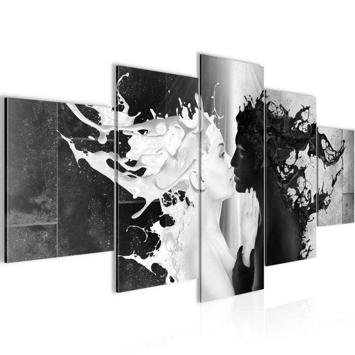 Runa Art - Bilder Milk und Coffee 200 x 100 cm 5 Teilig XXL Wanddekoration Design Schwarz Weiss 0050
