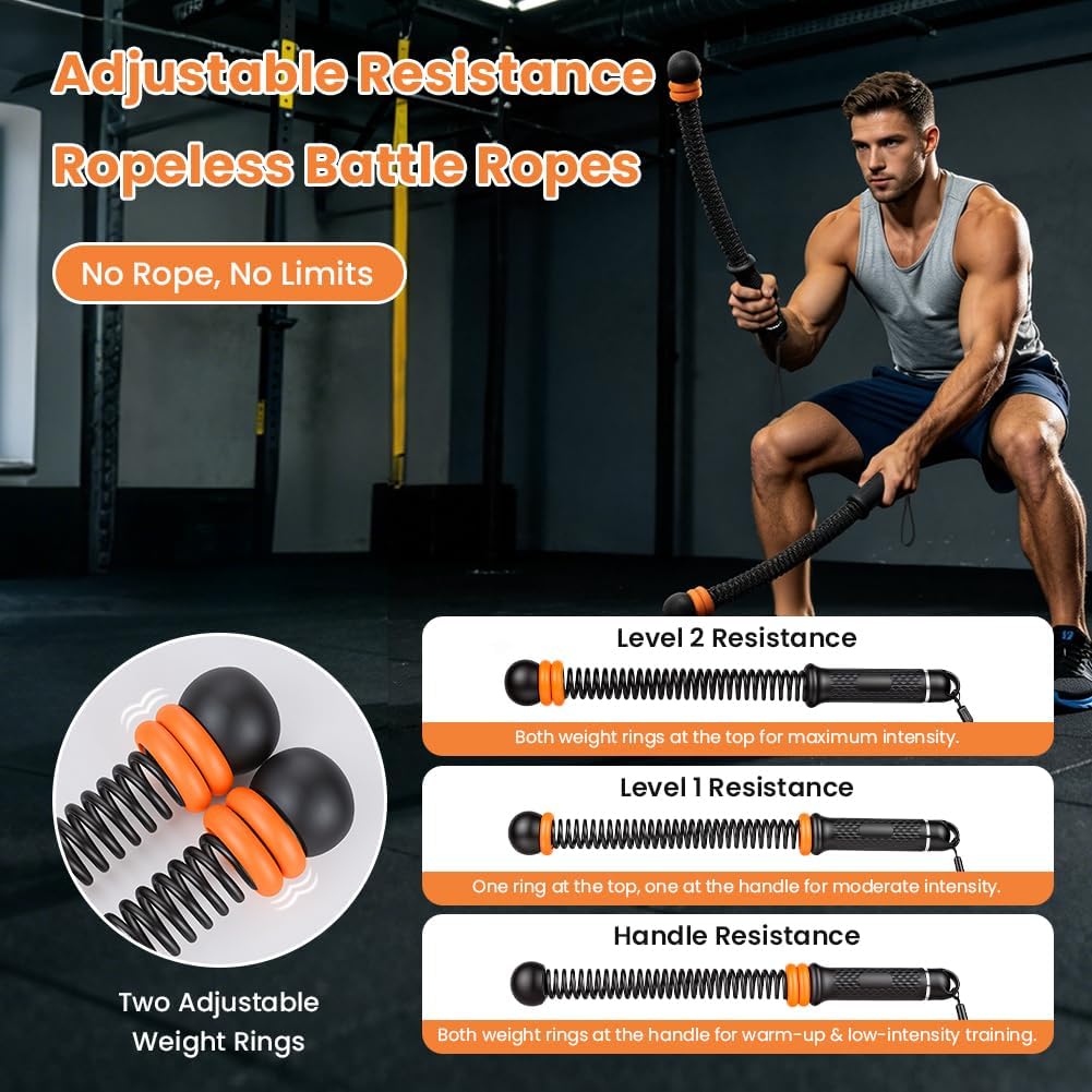 Vicloon Battle Rope, 2 Stück Verstellbares Ropeless Battle Ropes, Battles Rope Ohne Seil, Tragbar Sc