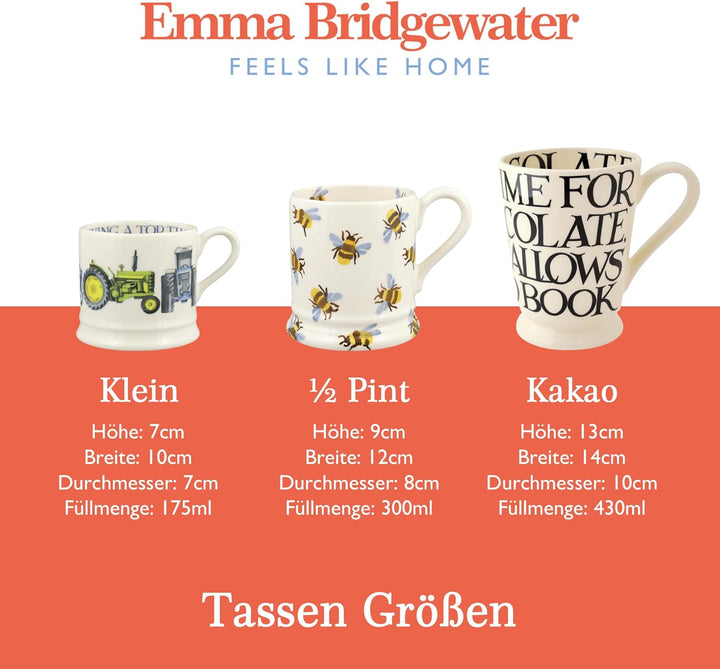 Emma Bridgewater Mr und Mrs Tassen Set, 2 Stück, grosse Tasse 1/2 Pint, Steingut Keramik Kaffeetasse