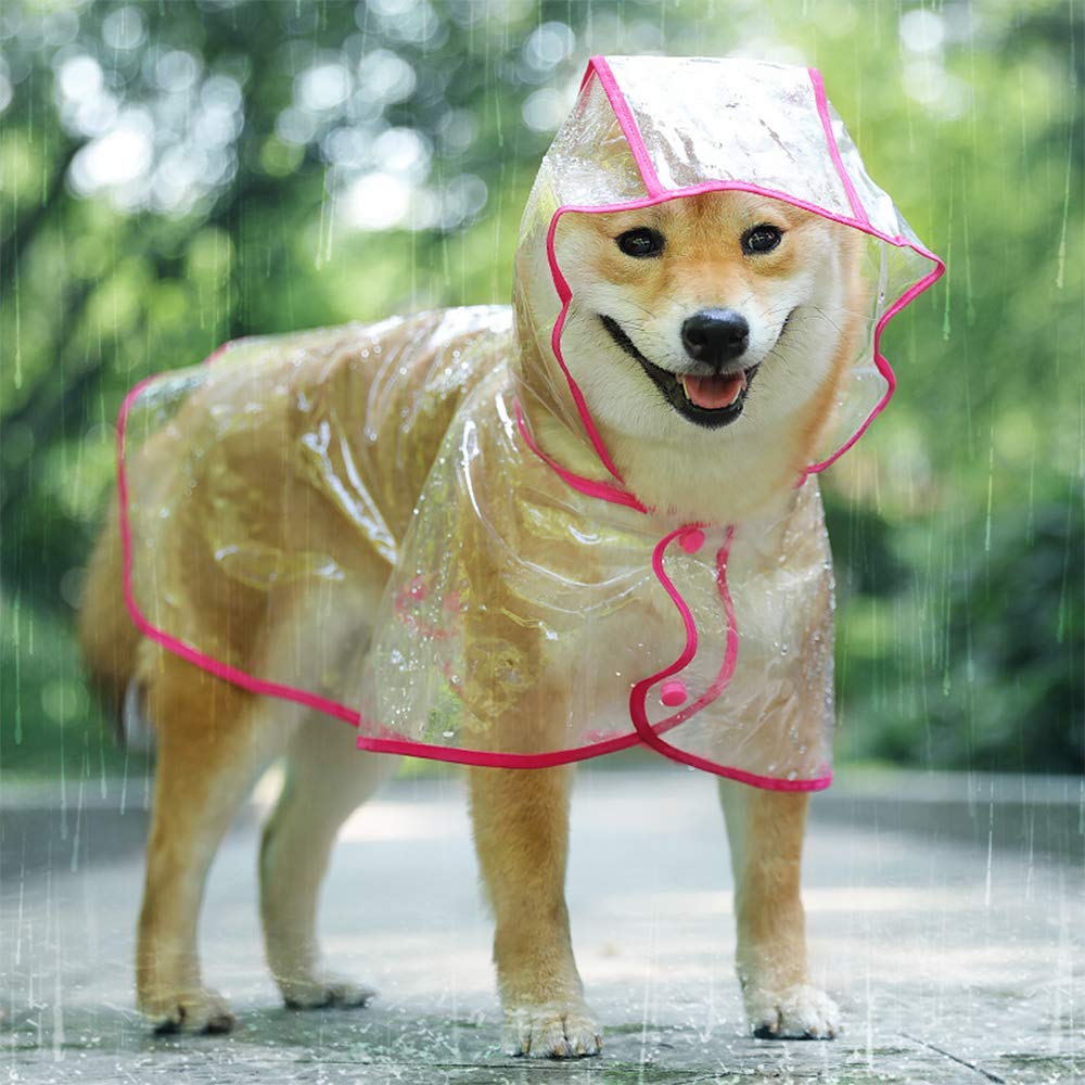 KoKoBin Reflektierender Mantel für Hunde und Katzen mit Kapuze, verstellbar, PVC, transparent, wasse