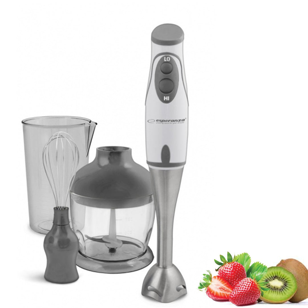 Stabmixer Pesto 450W Komplettset Weiss-Grau 15 x 15 x 37 Weiss, Grau, 15 x 15 x 37 Weiss, Grau