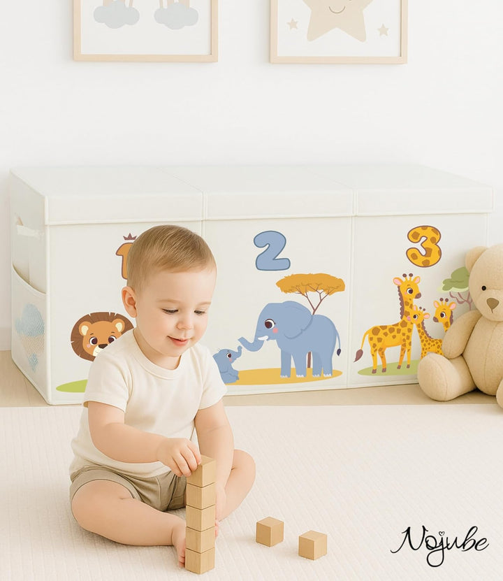 Spielzeugkiste Kinderzimmer XL mit Deckel, faltbare Aufbewahrungsbox für Spielzeug, Spielzeug Organi