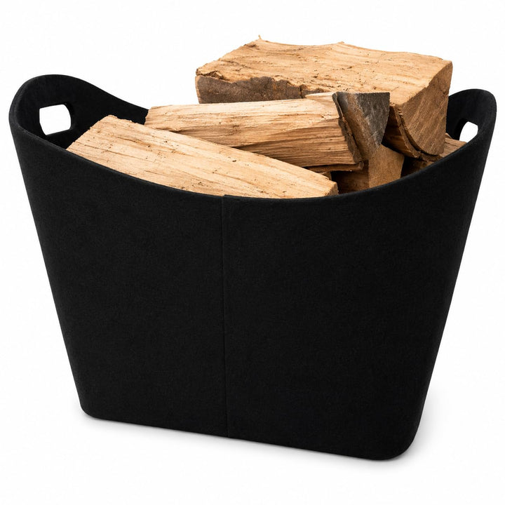 Hochwertiger Filzkorb schwarz - Aufbewahrung für Holz - Premium Qualität Brennholz Korb aus Filz – s