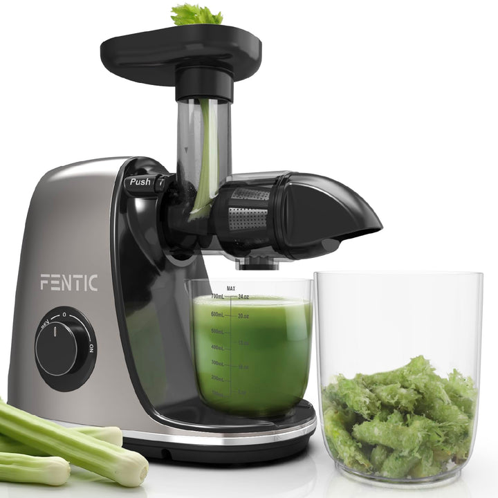 Fentic Slow Juicer – Entsafter Gemüse und Obst – Horizontale Saftpresse Elektrisch mit Rückwärts-Fun