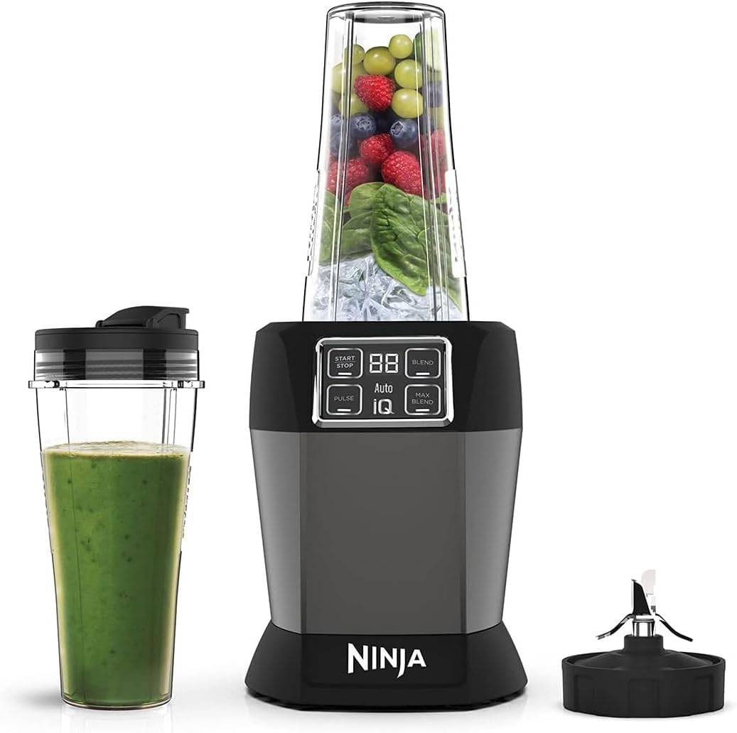 Ninja Mixer mit Auto-iQ [BN495EU] 1000 W, 2 x 700-ml-Becher, Schwarz/Silber Blender, Tritan, 700