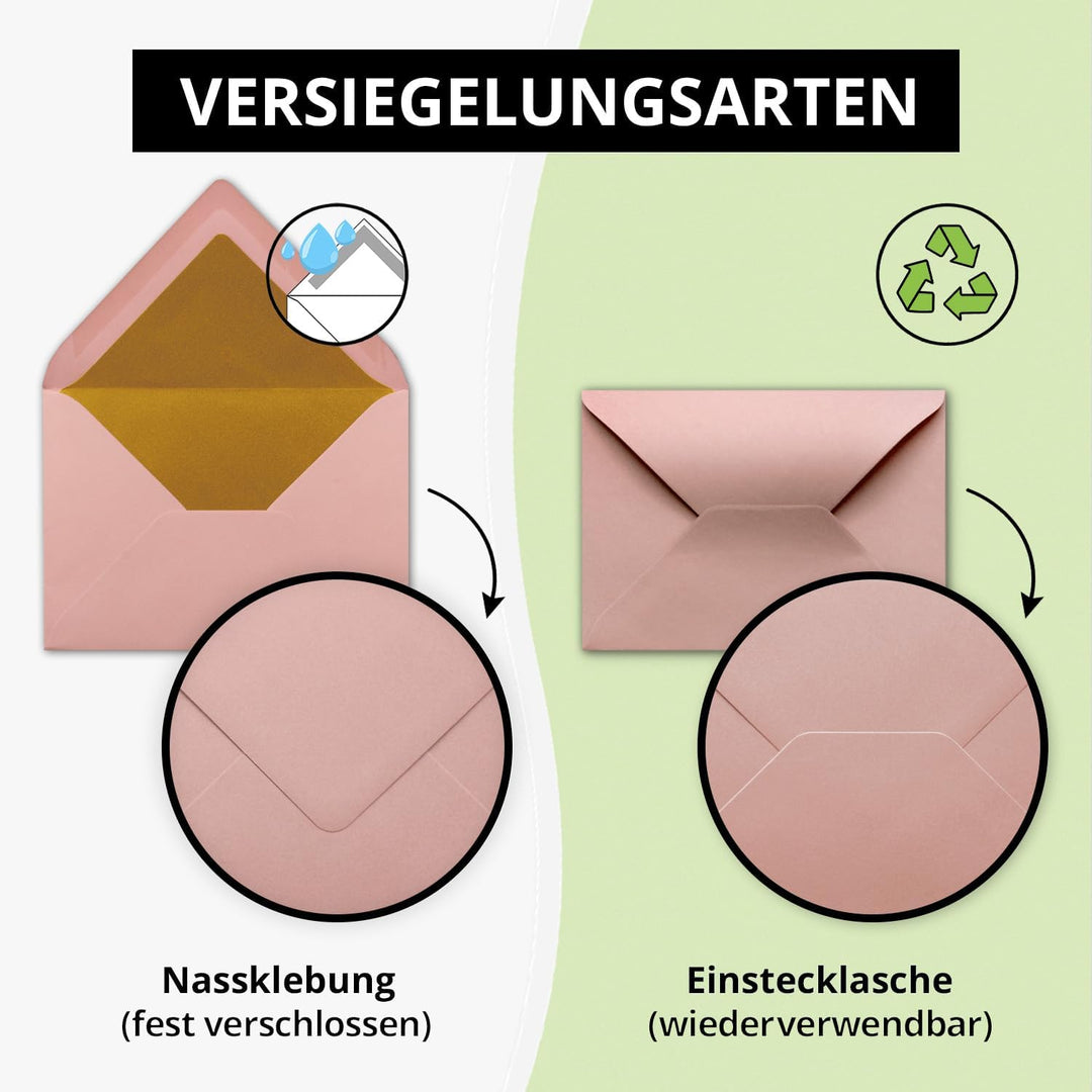 Kuverts in Altrosa - 100 Stück - Brief-Umschläge DIN C6-114 x 162 mm - 11,4 x 16,2 cm - Nassklebung