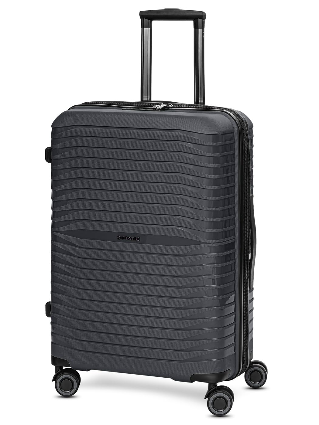 Stratic Shine Koffer gross | Trolley mit 4 360° Drehbare Rollen, Kreuzpackgurt, Dehnfalten, arretier