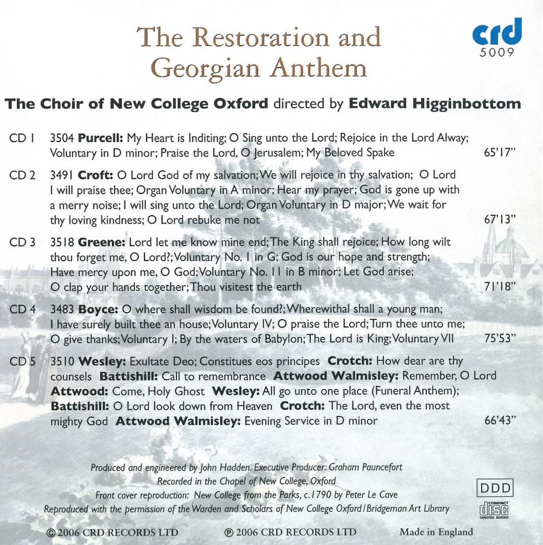 The Restoration and Georgian Anthem, Audio-CD