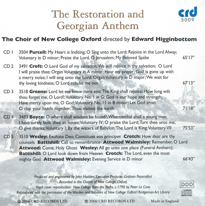 The Restoration and Georgian Anthem, Audio-CD