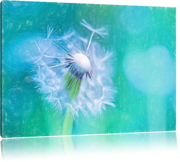Pixxprint Schöner weisser Löwenzahn als Leinwandbild | Grösse: 100x70 cm | Wandbild | Kunstdruck | f