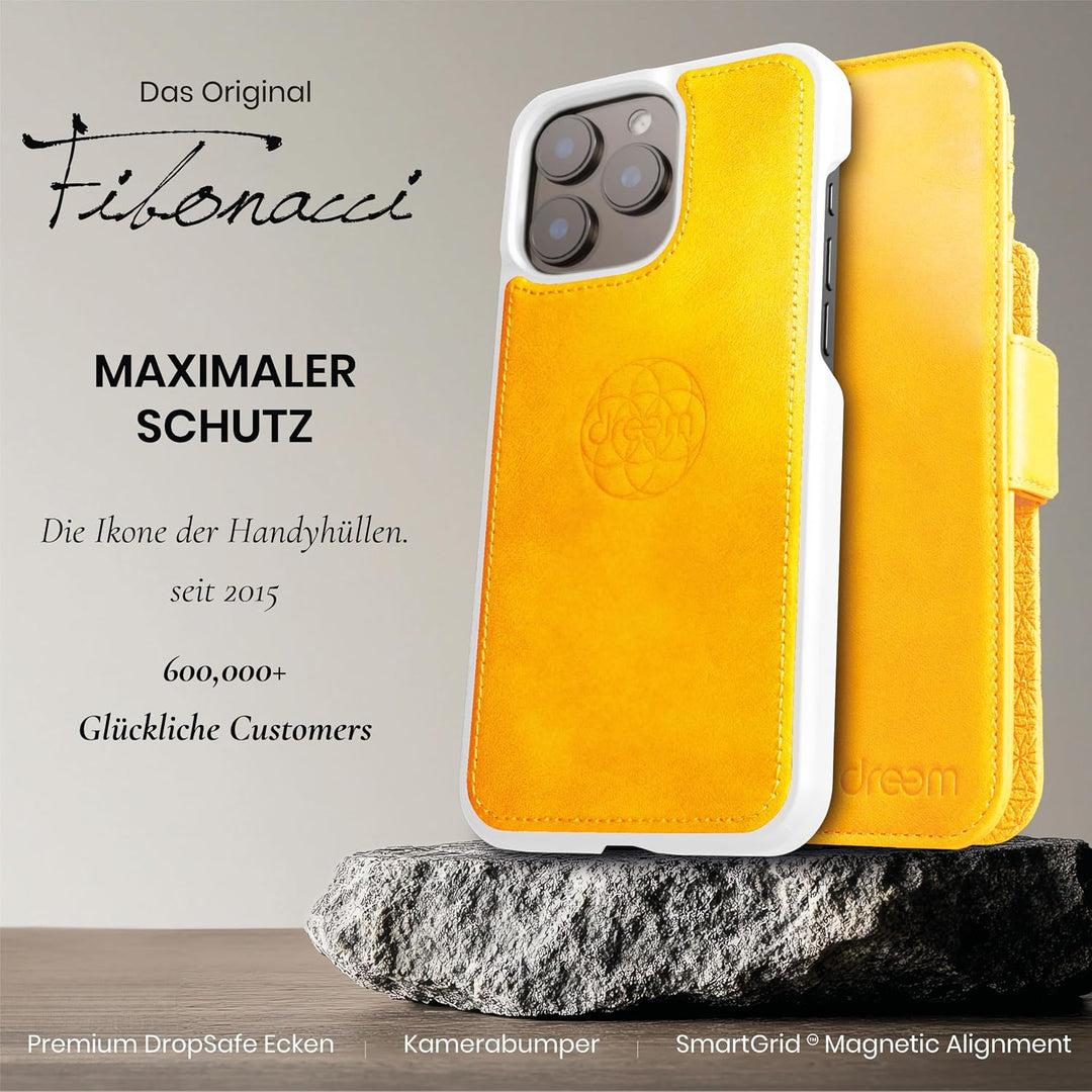 Dreem Fibonacci kompatibel mit iPhone 15 Pro Max Brieftaschen-Etui / 2-in-1 stossfestes Etui und abn