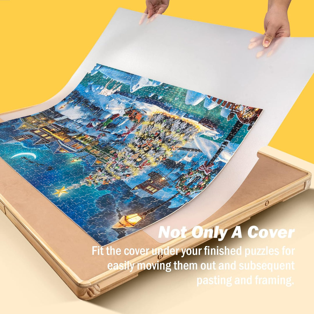 Becko US Puzzle Board with Cover & 6 Press Open/Close Drawers, Wooden Jigsaw Puzzle Table with Color