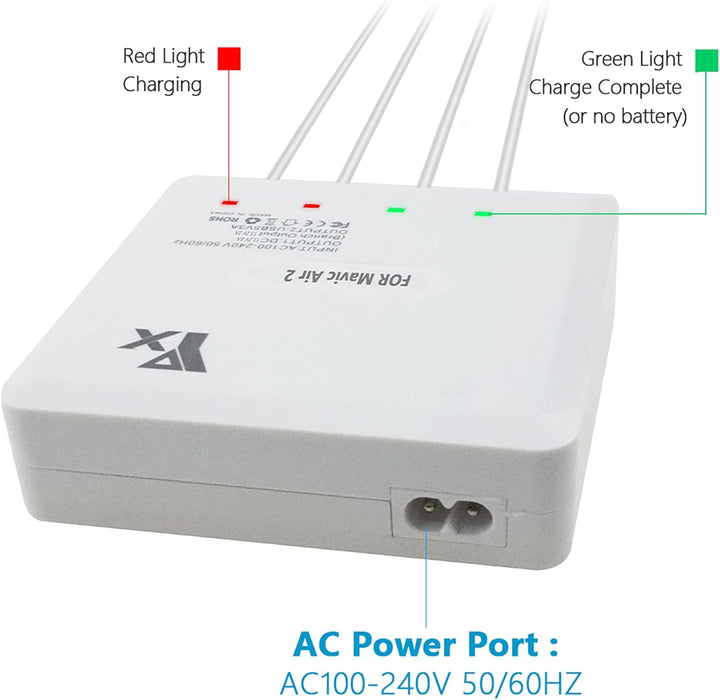6 in 1 Akku Ladegerät für DJI Air 2S,Mavic Air 2 Drohne, lädt 4 Batterie und 2 USB-Anschlüsse Gleich