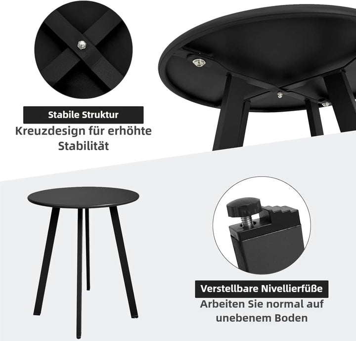 Outdoor Beistelltisch, Wetterbeständiger Patio Kleiner Beistelltisch Outdoor Indoor Runder Metall St