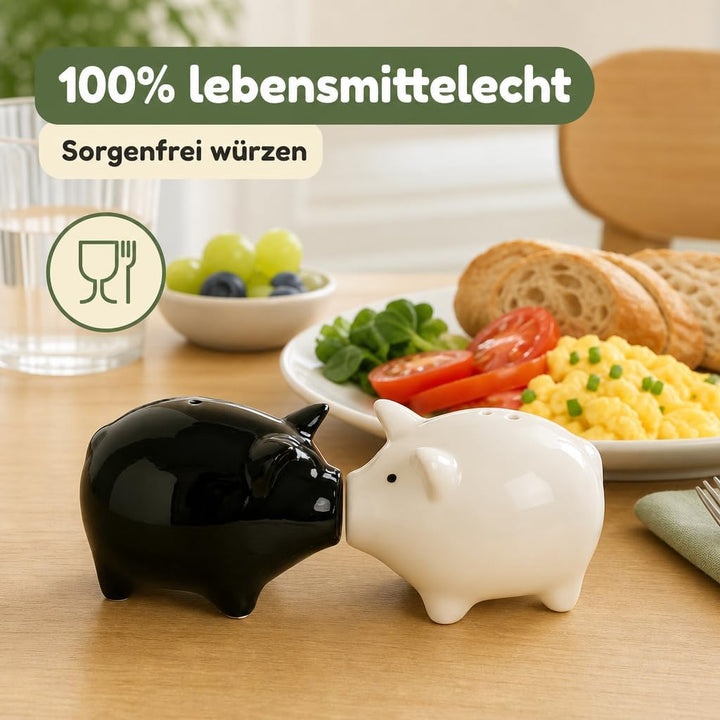 MIJOMA Salz- & Pfefferstreuer Set - Stilvolles Porzellandesign, Lebensmittelecht, Einfach zu Befülle