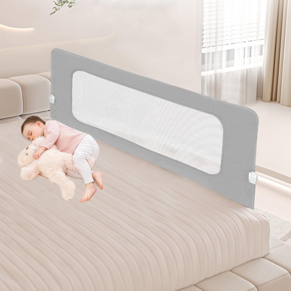 OHMG Bettgeländer,Sicherheitsgitter für Kinder,Sicherheitsgitter für Bett,höhenverstellbar,tragbar,B