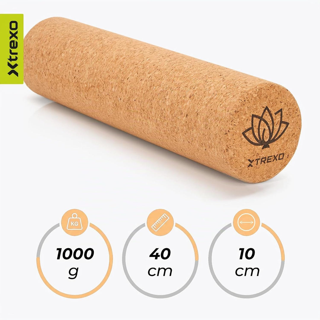 TREXO Brauner Kork Triggerpunktrolle 40x10 cm aus 100% natürlichem, ökologischem Kork Vielseitig ein