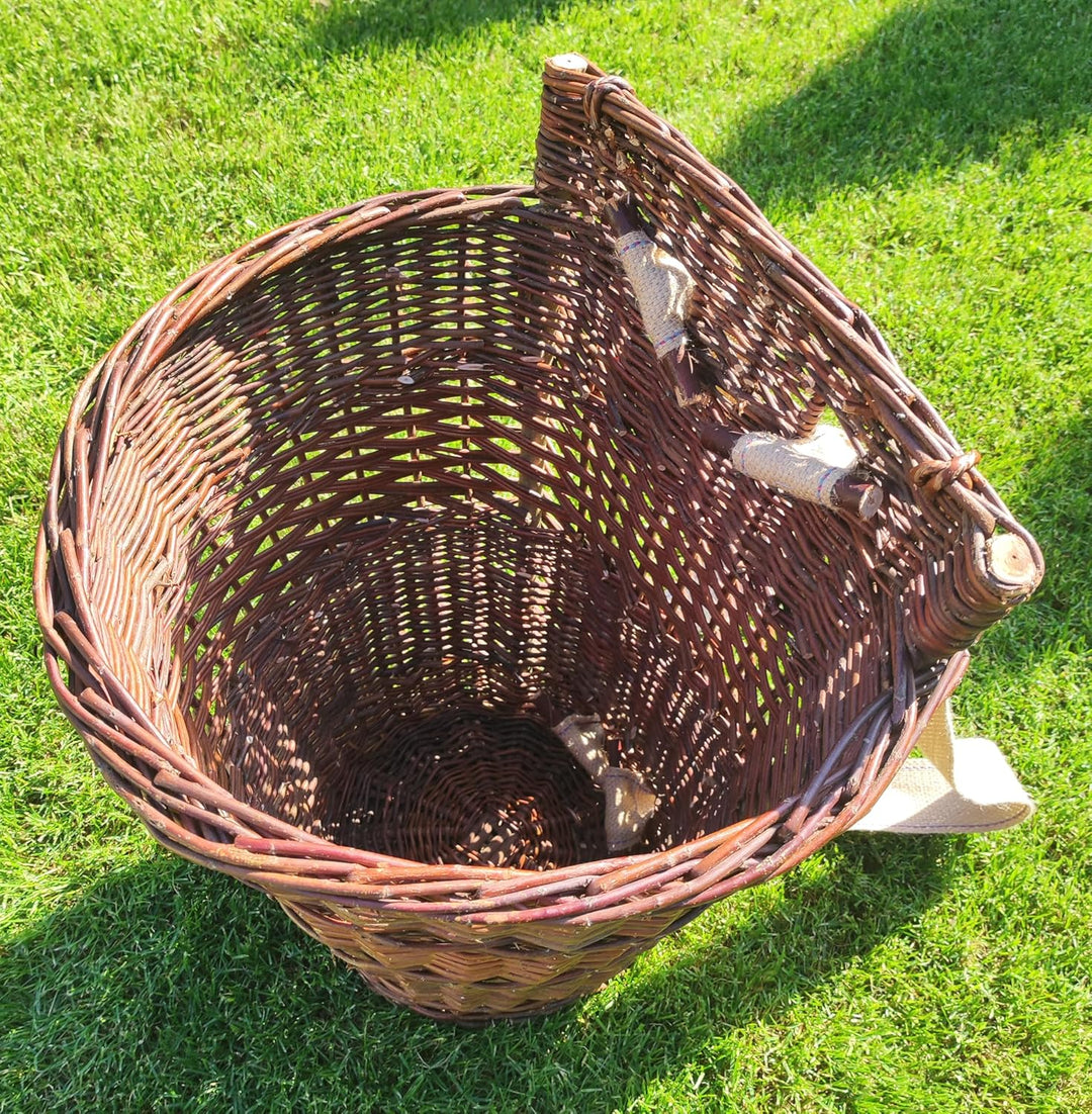 Rückentragekorb aus Weide – Handgeflochten & ergonomisch – Natur oder lackiert – 60x44x37cm – Jutegu