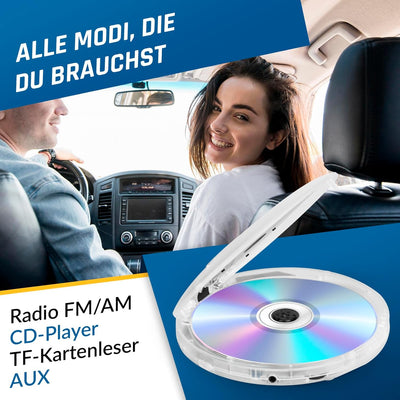 KLIM Discman mit Kopfhörer - Tragbarer CD-Player mit Kopfhörer - mit eingebautem Akku - NEU 2024 - K