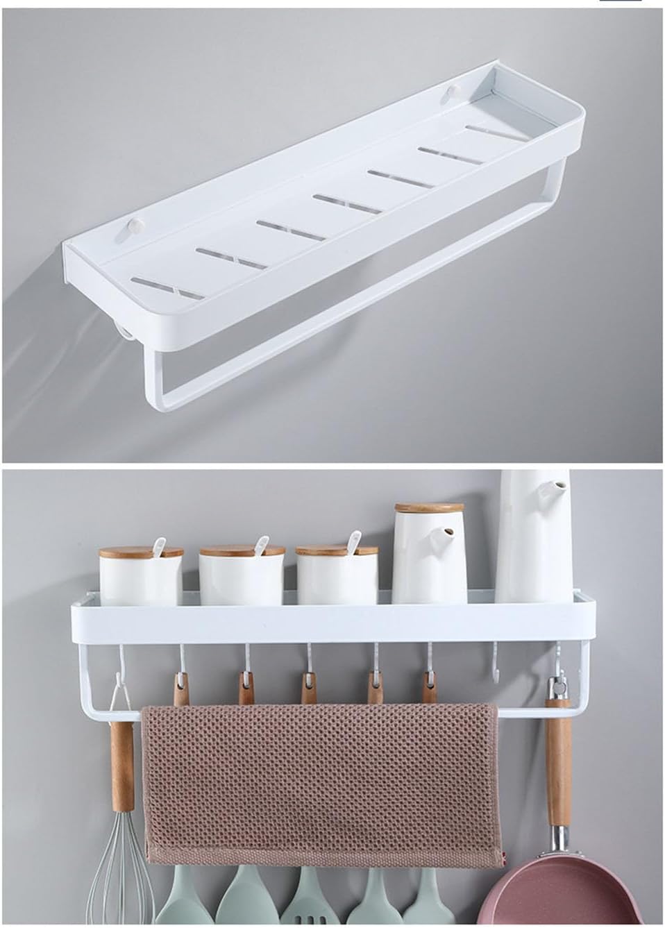 An der Wand montiert Schwimmend Metall Lagerregal,Weiss Badezimmer Regale Platzeinsparung Rostfest E