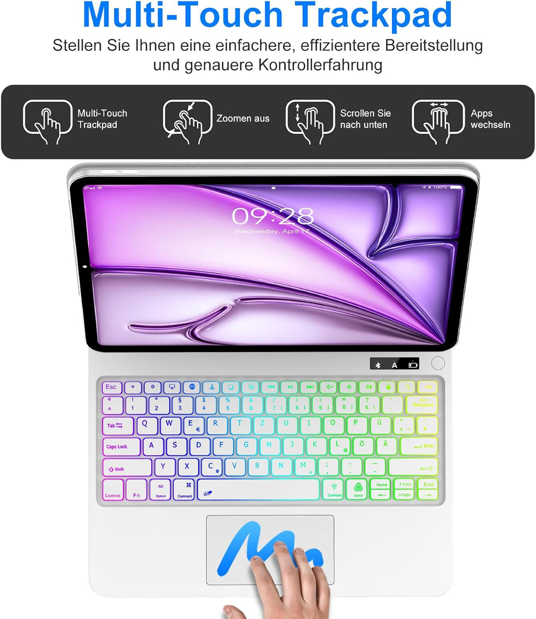 Magic Keyboard Hülle für iPad Air 13 Zoll M4 2026/M3 2025/M2 2024, Weiss | Tastatur für iPad Pro 12.