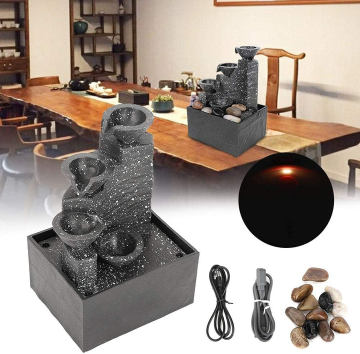 Tischbrunnen-Dekorationen, USB-Desktop-Wasserbrunnen-Ornament, Kunsthandwerk mit Unregelmässigen Ste