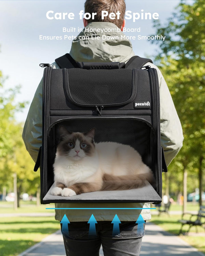pecute Hunderucksack Erweiterbar XL für 6-10 kg, Faltbar Katzenrucksack Katzen mit Anti-offener Reis